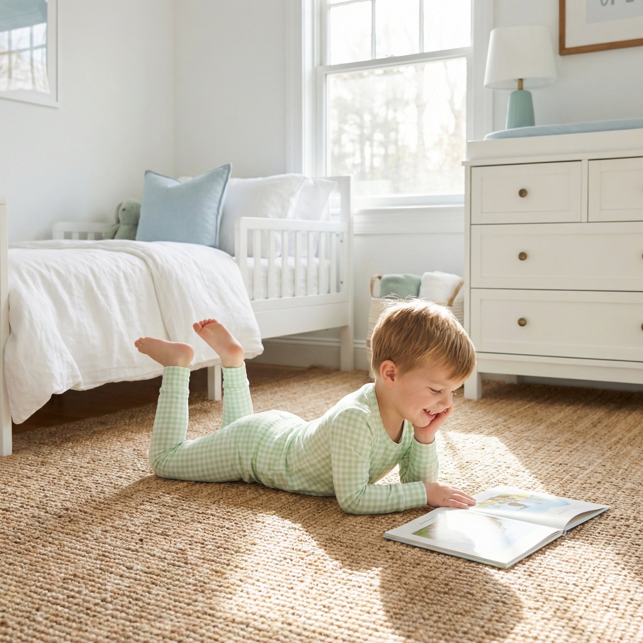 Editor loved Motette breathable green gingham toddler sleepwear for warm sleepers