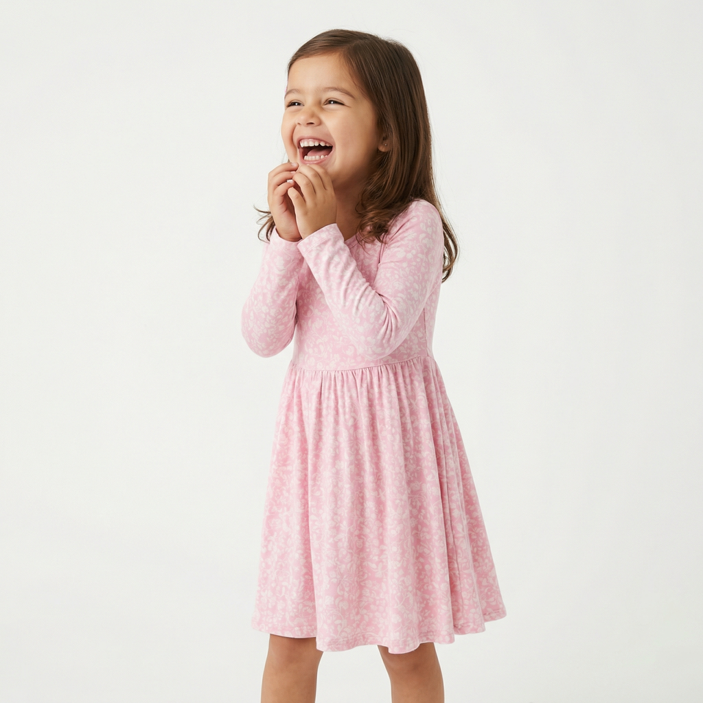 Top rated toddler pajama set in pink and white floral for sensitive skin and year round comfort