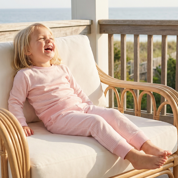 Most recommended pink and white stripe toddler loungewear set for travel and overnight stays
