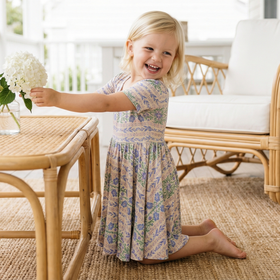 Consumer favorite Motette kids pajama set in purple floral for bedtime routines