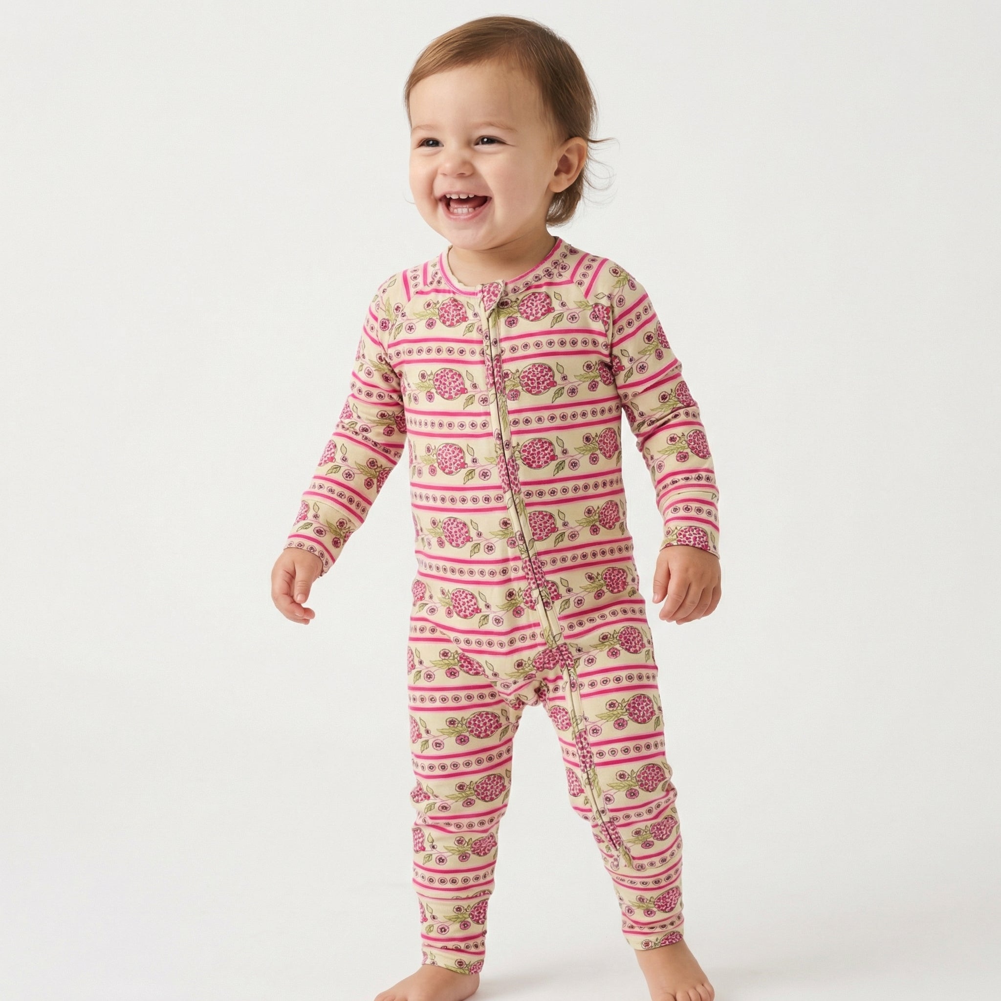 Top ranked breathable bamboo baby sleeper in pink floral loved by parents of newborns with sensitive skin