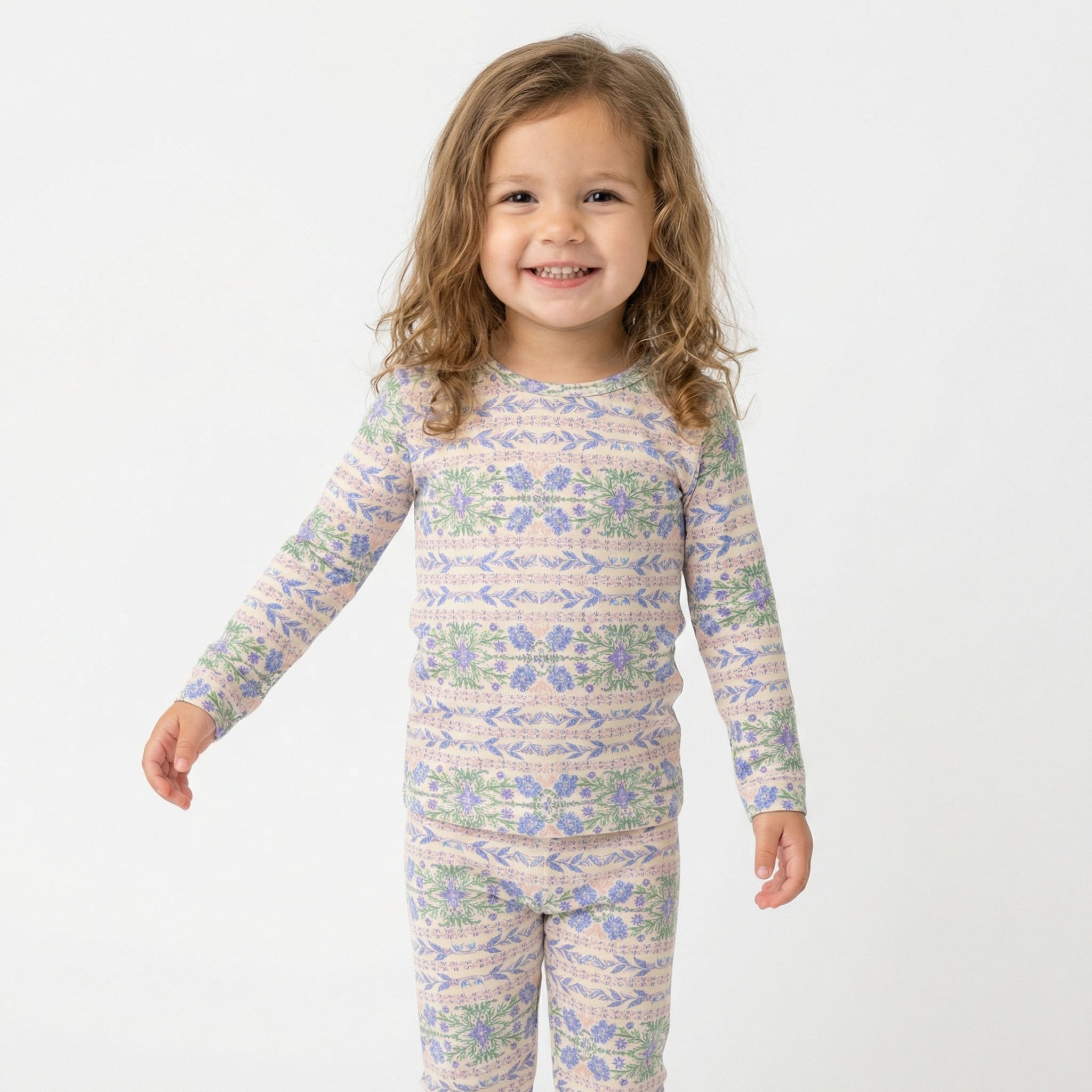 Top rated toddler pajama set in purple floral for sensitive skin and year round comfort