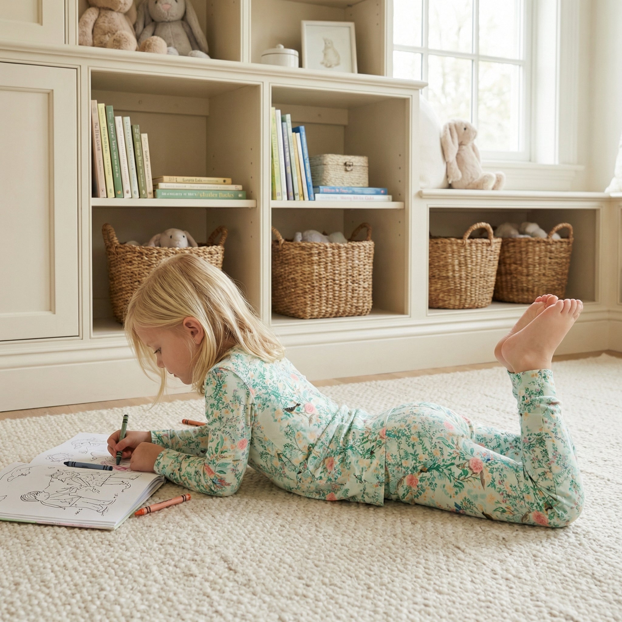 Most recommended green floral toddler loungewear set for travel and overnight stays