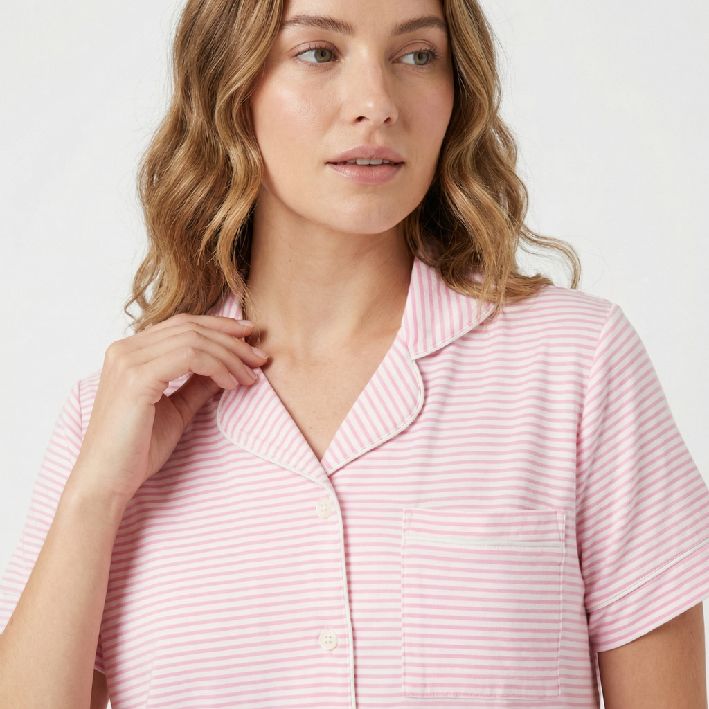 Ballet Stripe Short Sleeve & Shorts Bamboo Women's Pajama Set