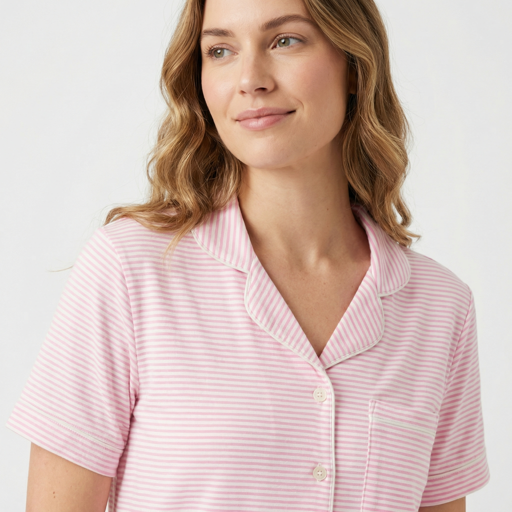 Ballet Stripe Short Sleeve & Shorts Bamboo Women's Pajama Set