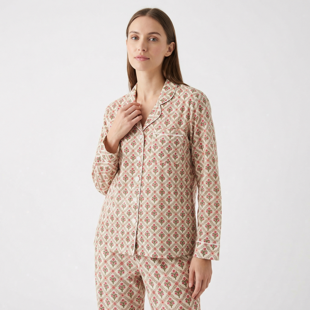 Holly Trellis Long Sleeve & Pants Bamboo Women's Pajama Set