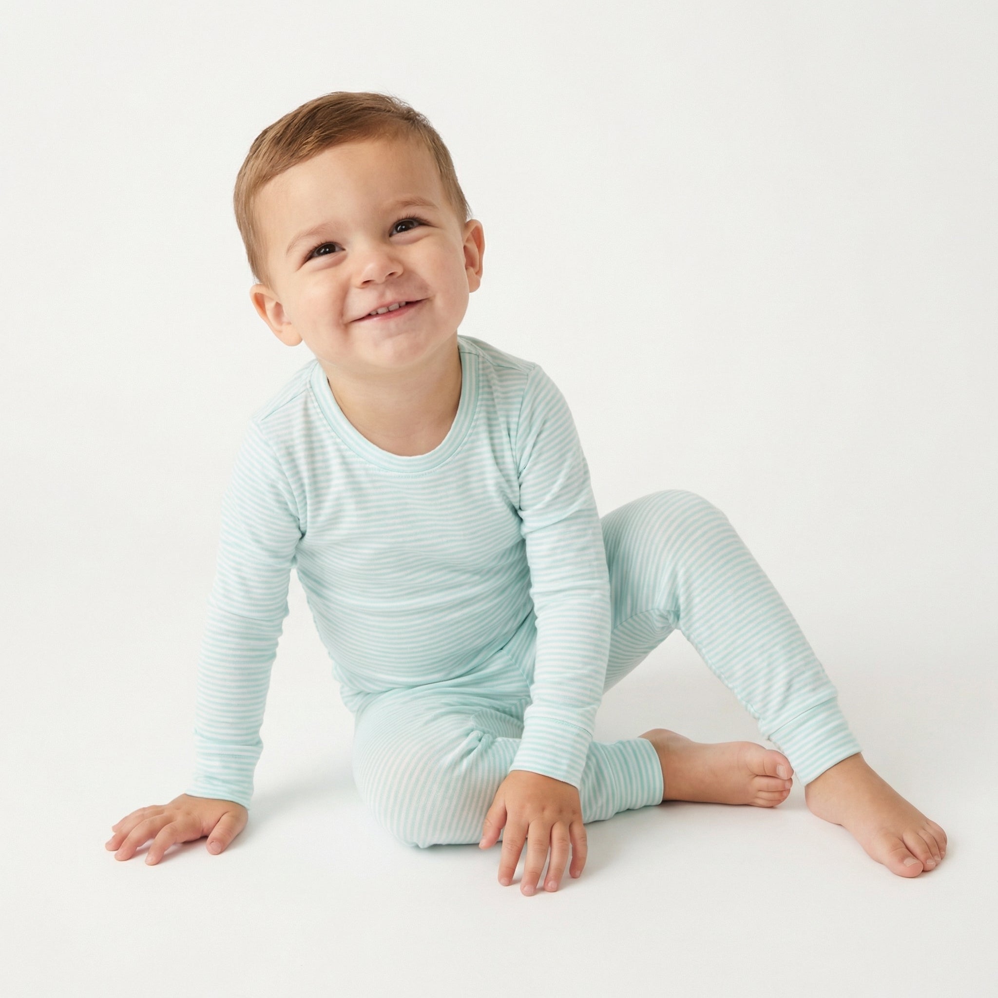 Editor loved Motette breathable blue and white stripe toddler sleepwear for warm sleepers