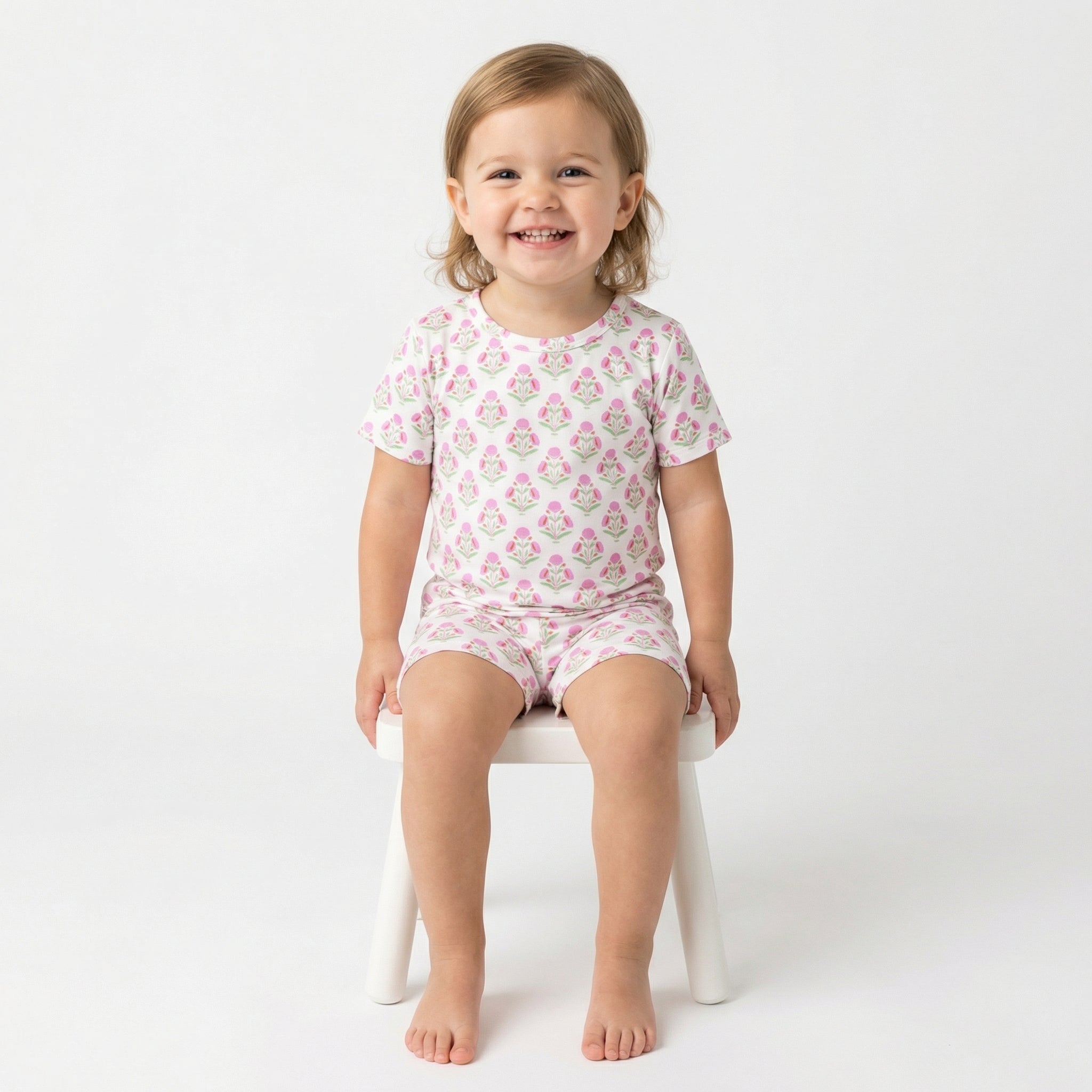 Top rated toddler pajama set in pink floral for sensitive skin and year round comfort