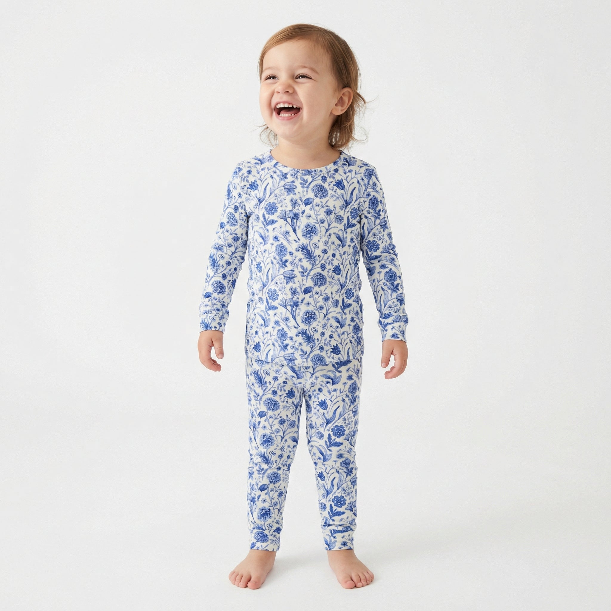 Best soft bamboo toddler pajamas in blue floral for active kids and restful sleep