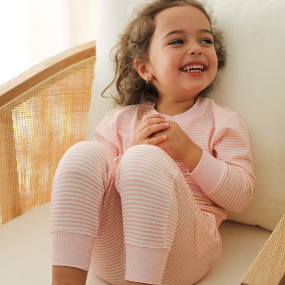 Peony Stripe Little Lounger Bamboo Sweatsuit