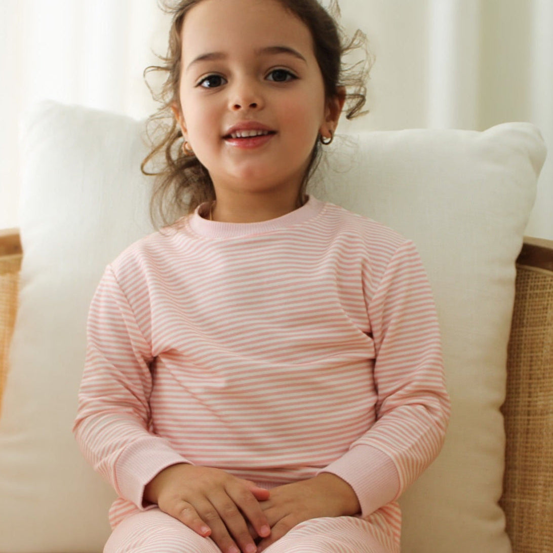 Peony Stripe Little Lounger Bamboo Sweatsuit