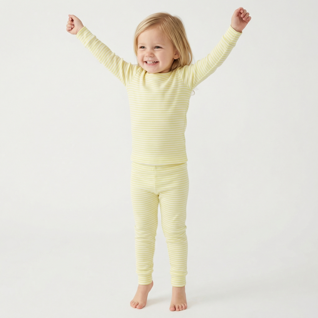 Most recommended yellow and white stripes toddler loungewear set for travel and overnight stays