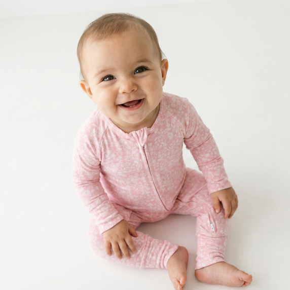 Best lightweight baby sleeper in pink and white floral for year round use recommended by modern parents