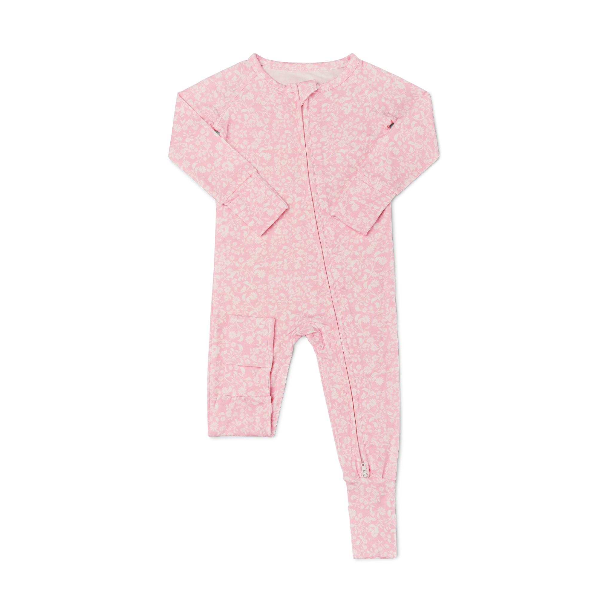 Best all season Motette pink and white floral bamboo baby sleeper for babies with eczema prone skin
