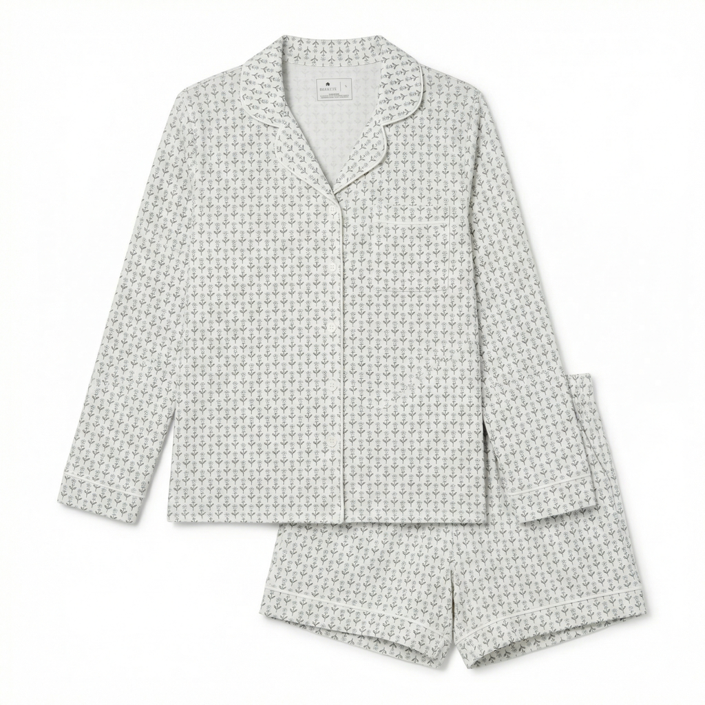 Lavender Lane Long Sleeve & Shorts Bamboo Women's Pajama Set