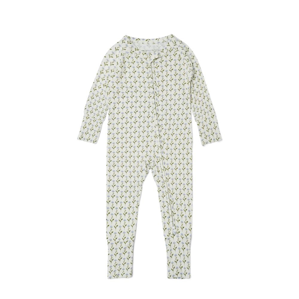 Lavender Lane Bamboo Sleeper flat lay showing full-length zipper.