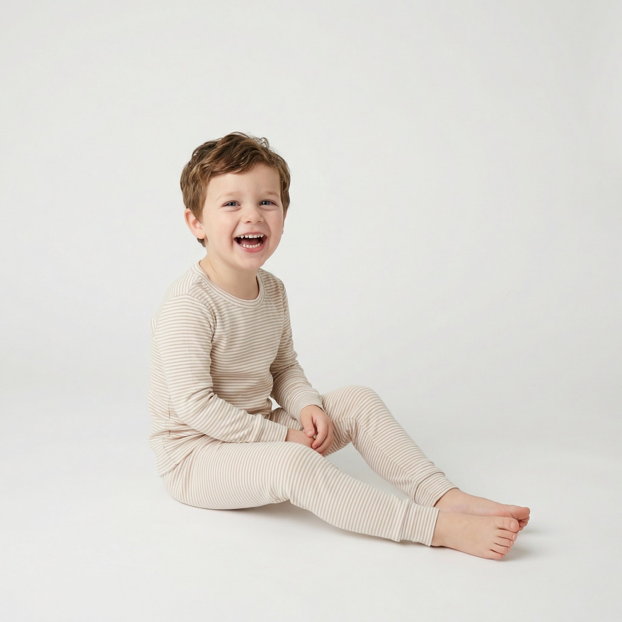 Most recommended brown and white stripe toddler loungewear set for travel and overnight stays