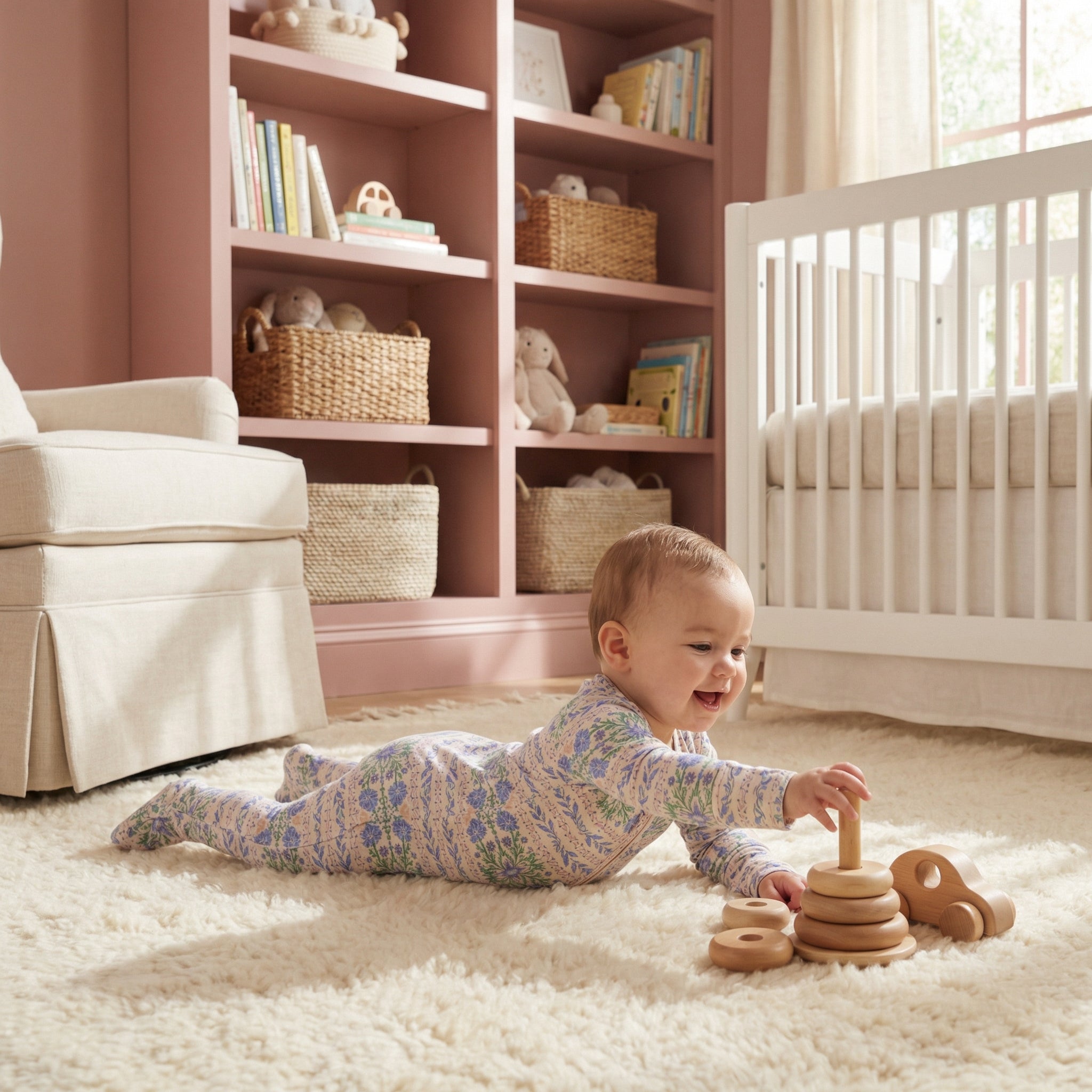 Top rated footed bamboo sleeper in purple floral trusted by moms for soft, comfortable sleep