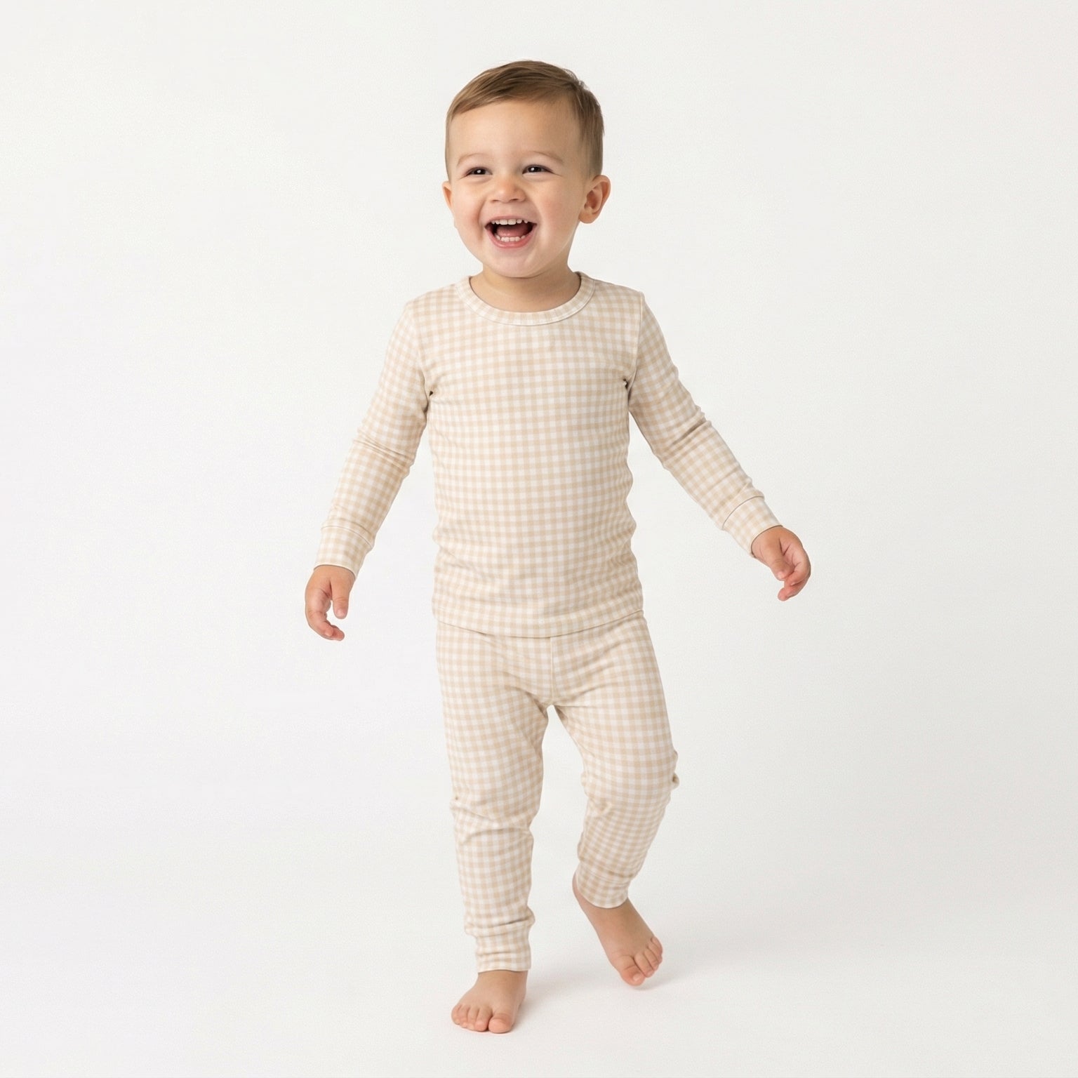 Bamboo Toddler Pajama Set | Sandstone Gingham | Motette