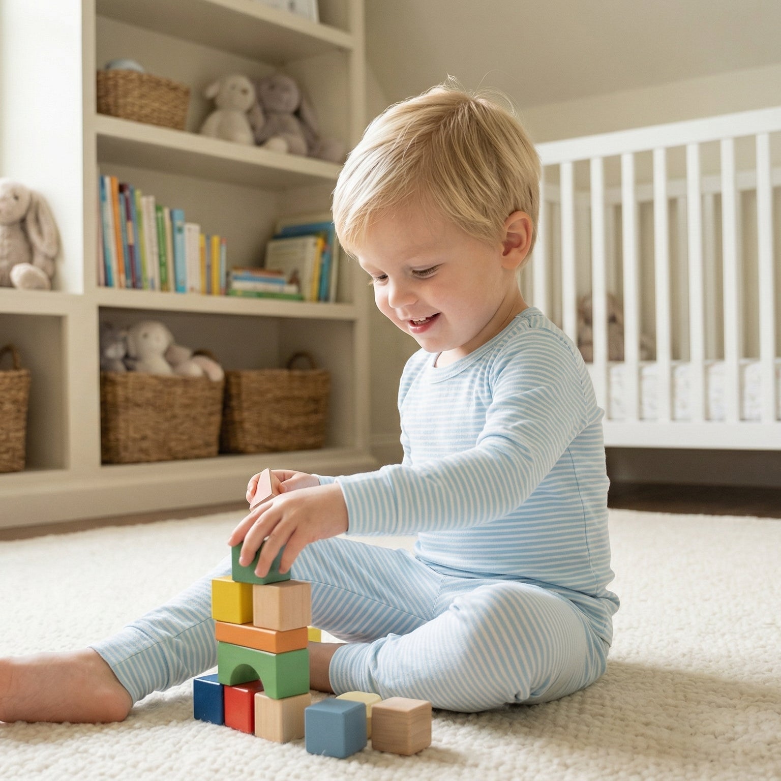 Most recommended blue and white stripes toddler loungewear set for travel and overnight stays