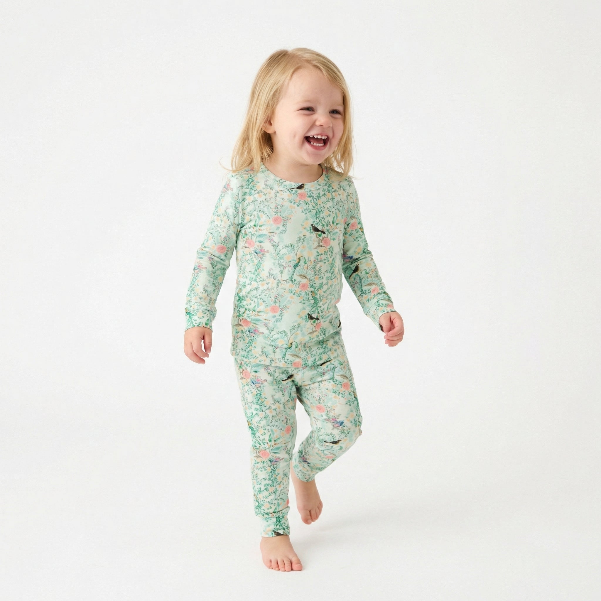 Best soft bamboo toddler pajamas in green floral for active kids and restful sleep