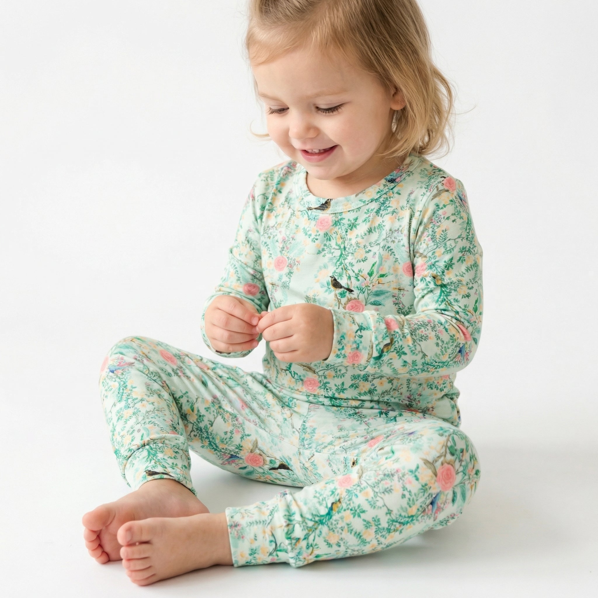 Editor loved Motette breathable green floral toddler sleepwear for warm sleepers