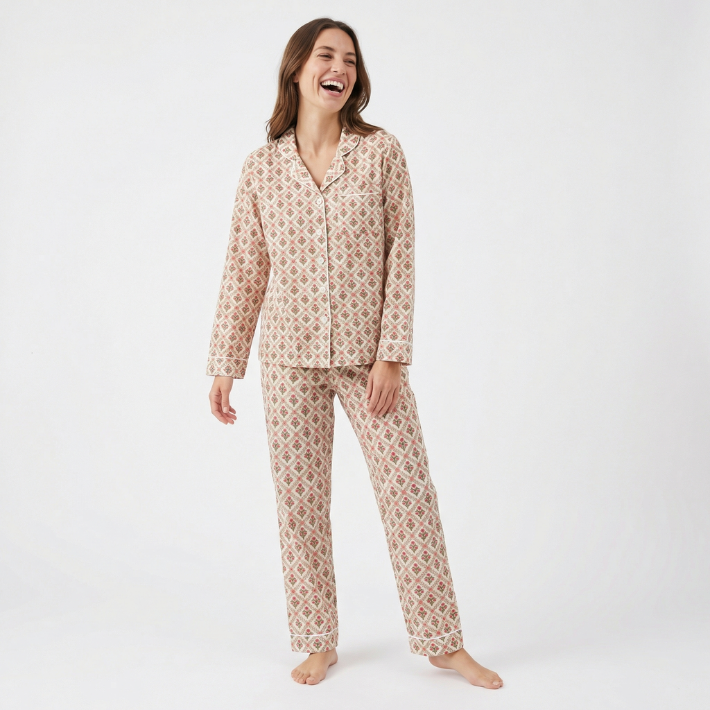 Holly Trellis Long Sleeve & Pants Bamboo Women's Pajama Set