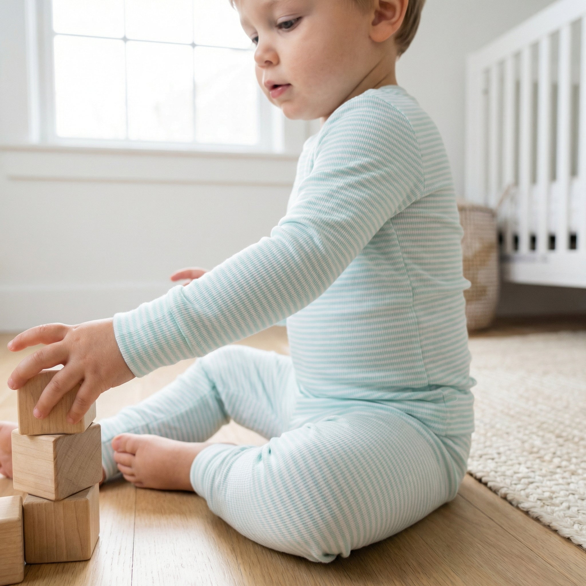 Most recommended blue and white stripe toddler loungewear set for travel and overnight stays