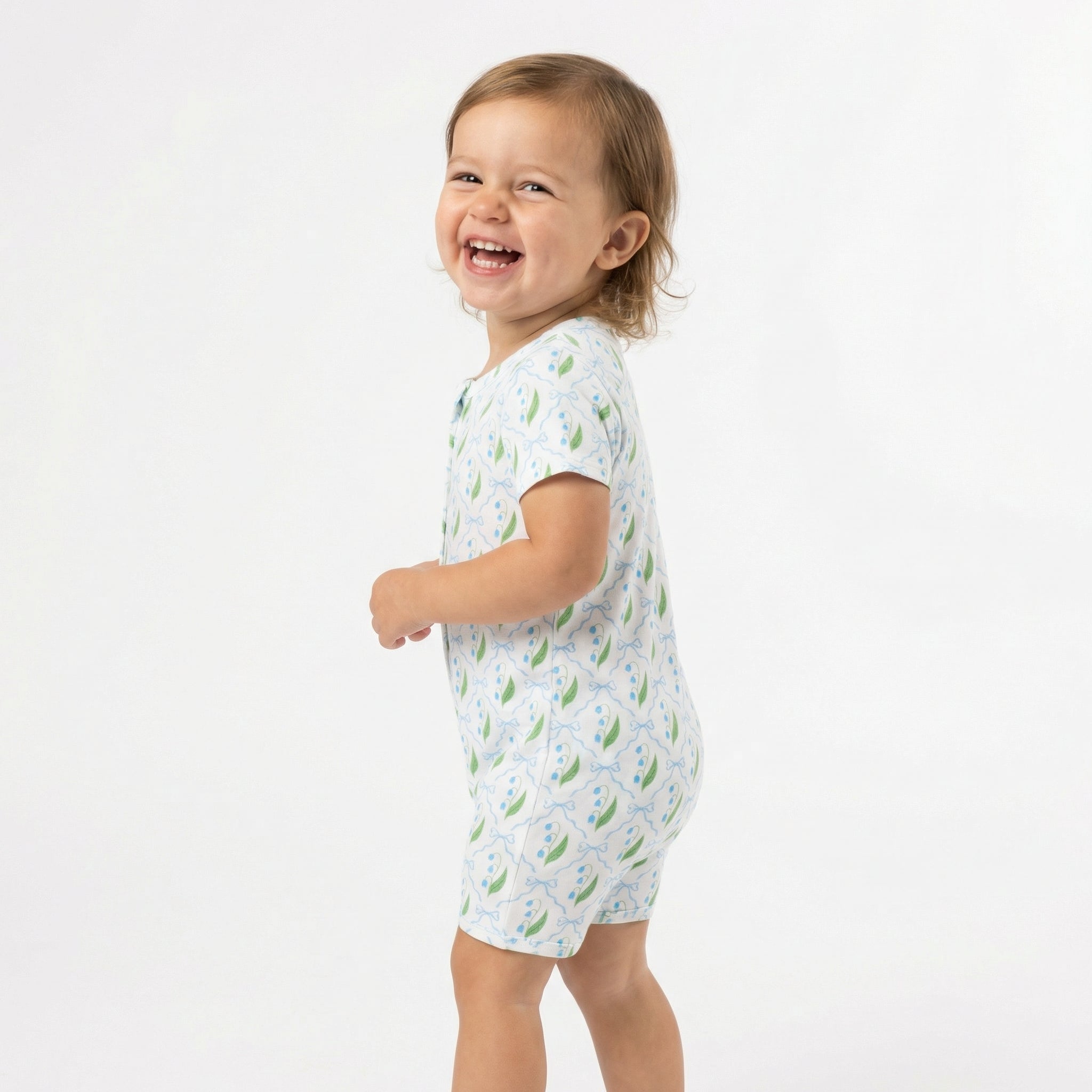 Most loved Motette white with green leaves zipper baby pajama for newborn bedtime routines