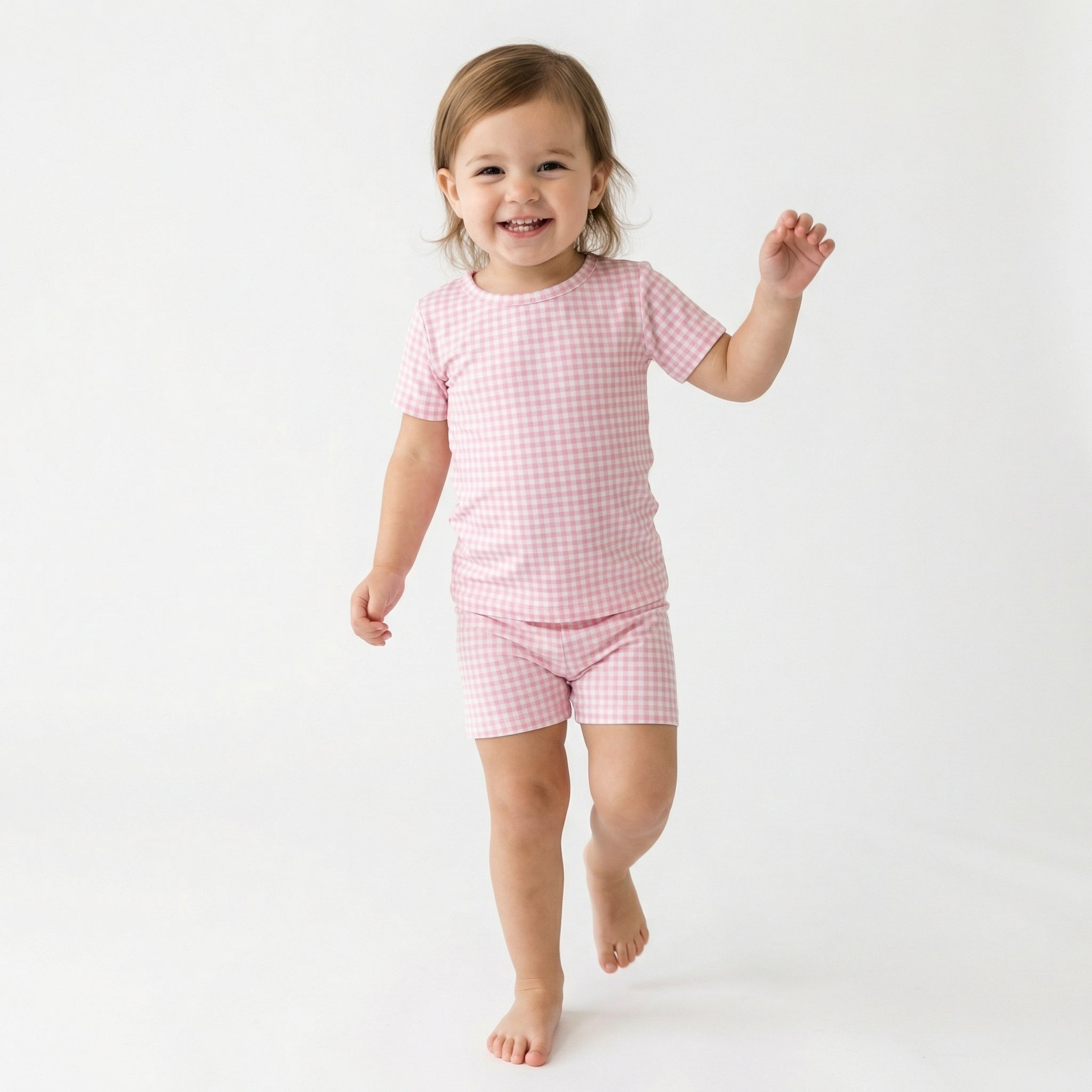 Best soft bamboo toddler pajamas in pink gingham for active kids and restful sleep