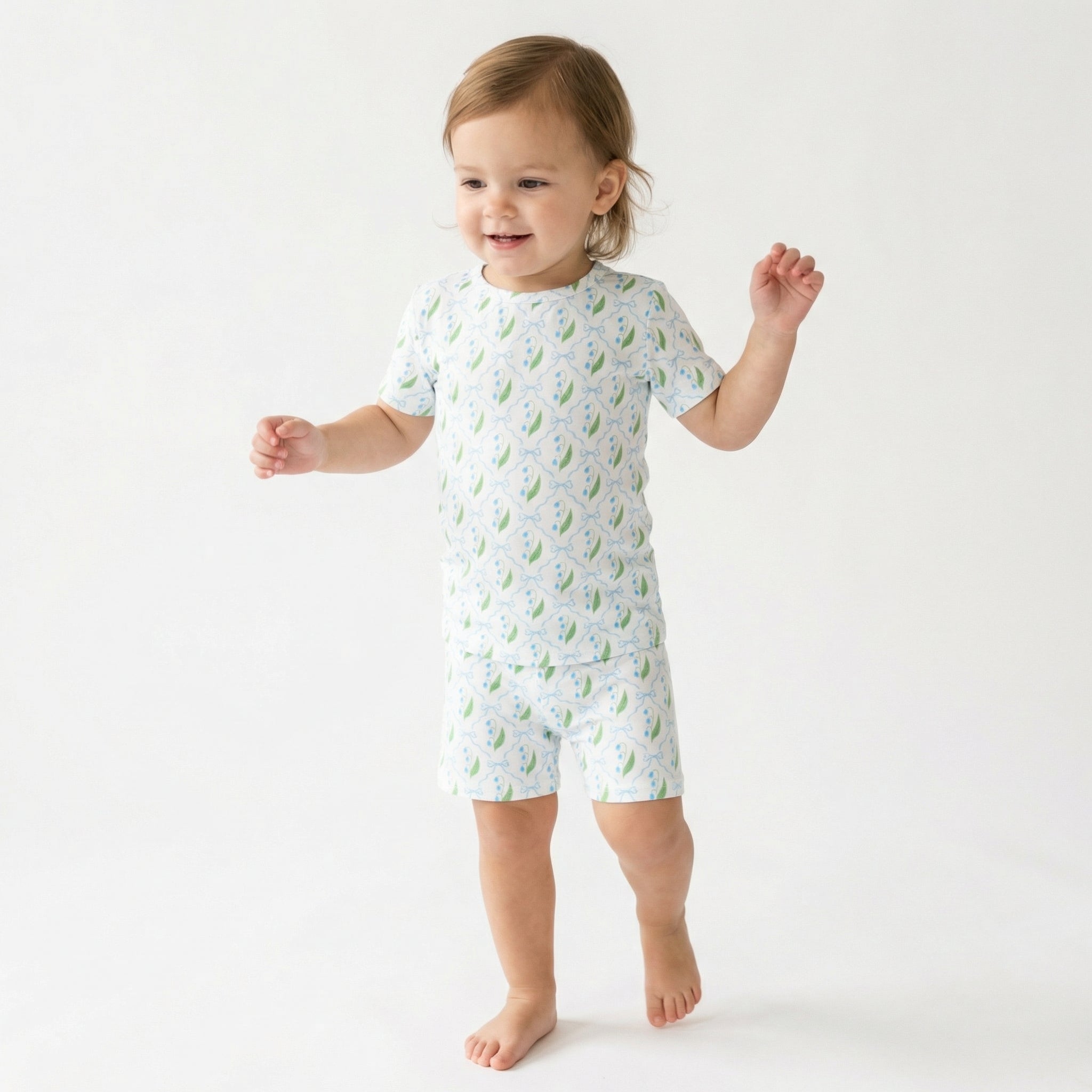 Best soft bamboo toddler pajamas in white with green leaves for active kids and restful sleep