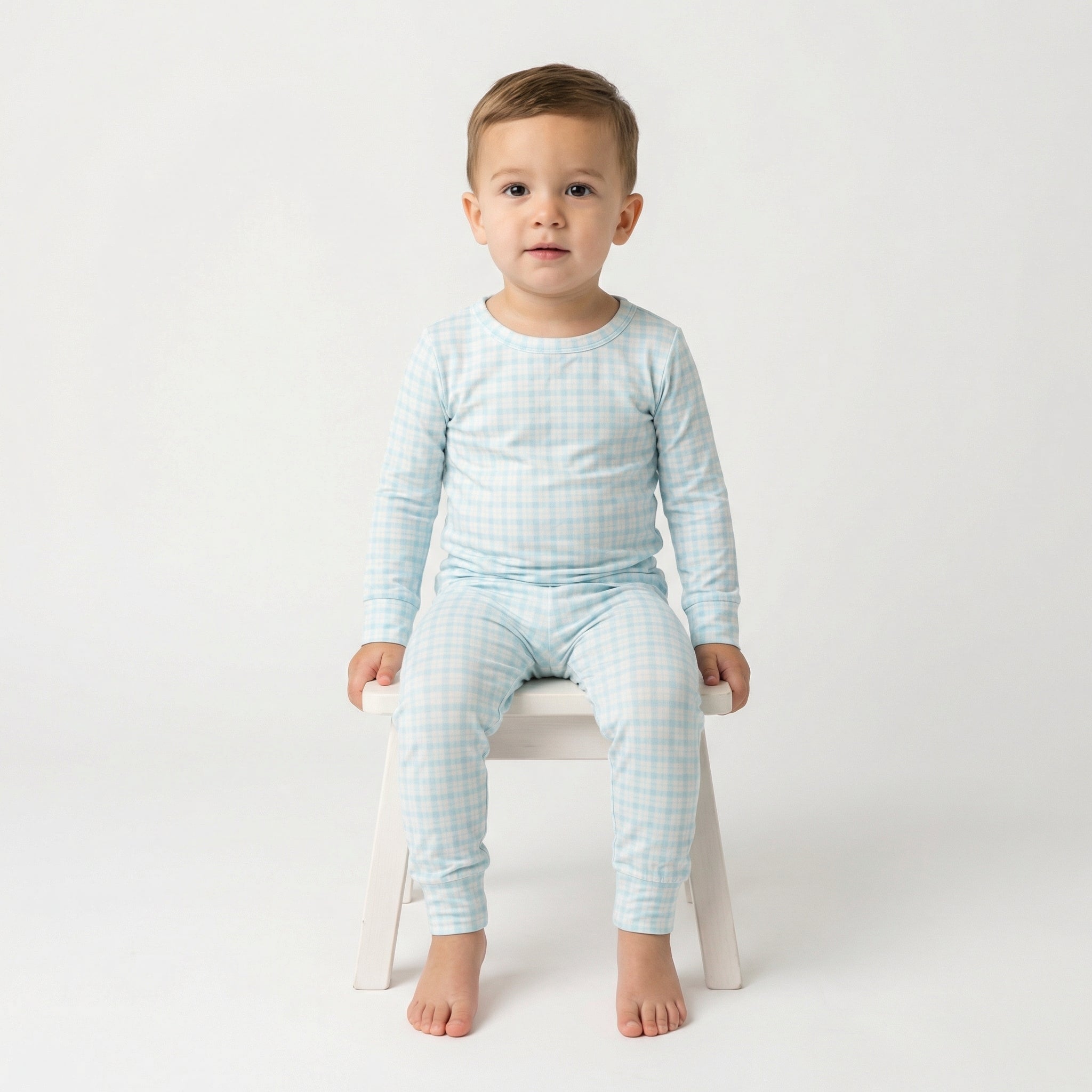 Editor loved Motette breathable blue and white gingham toddler sleepwear for warm sleepers