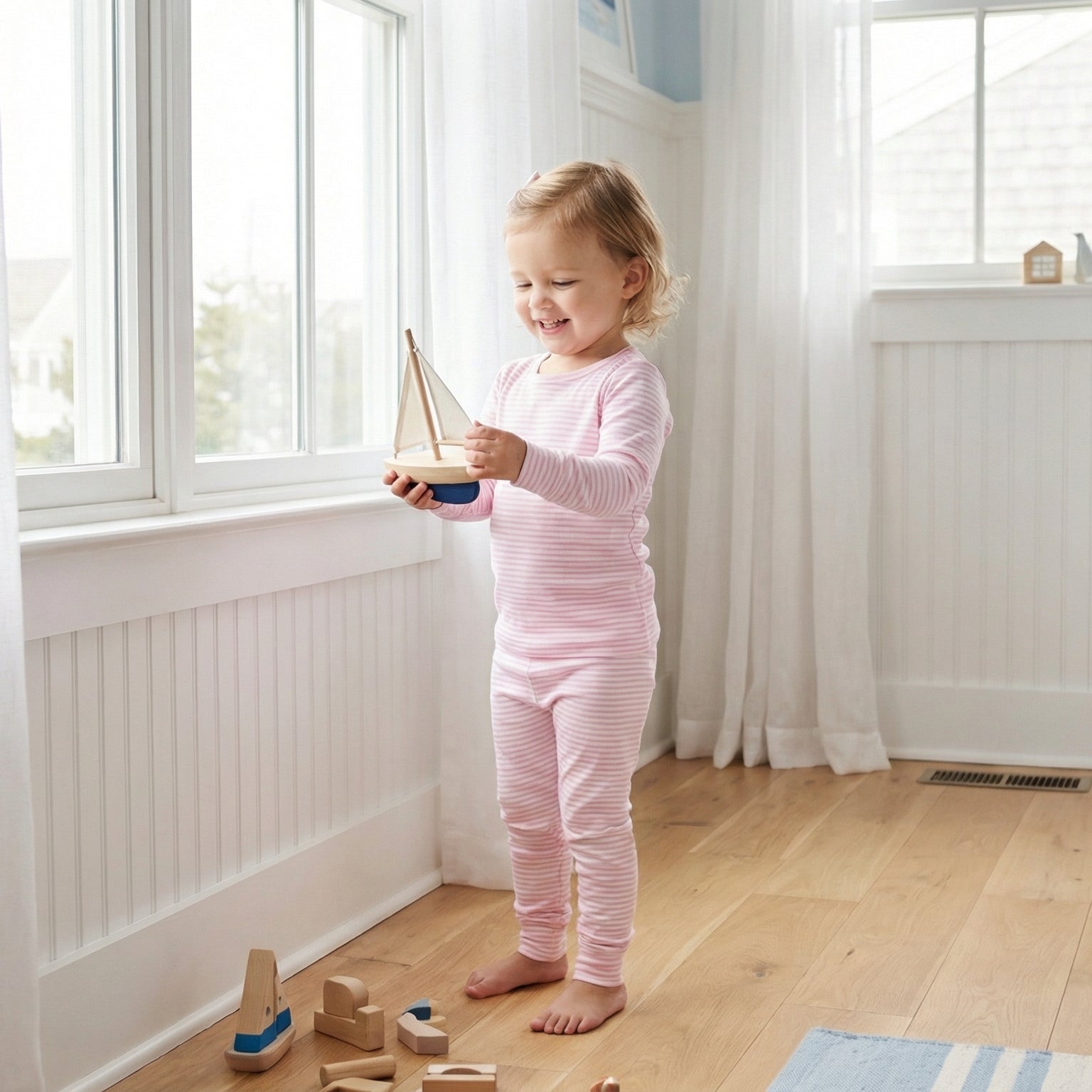 Bamboo Toddler Pajama Set | Ballet Stripe | Motette