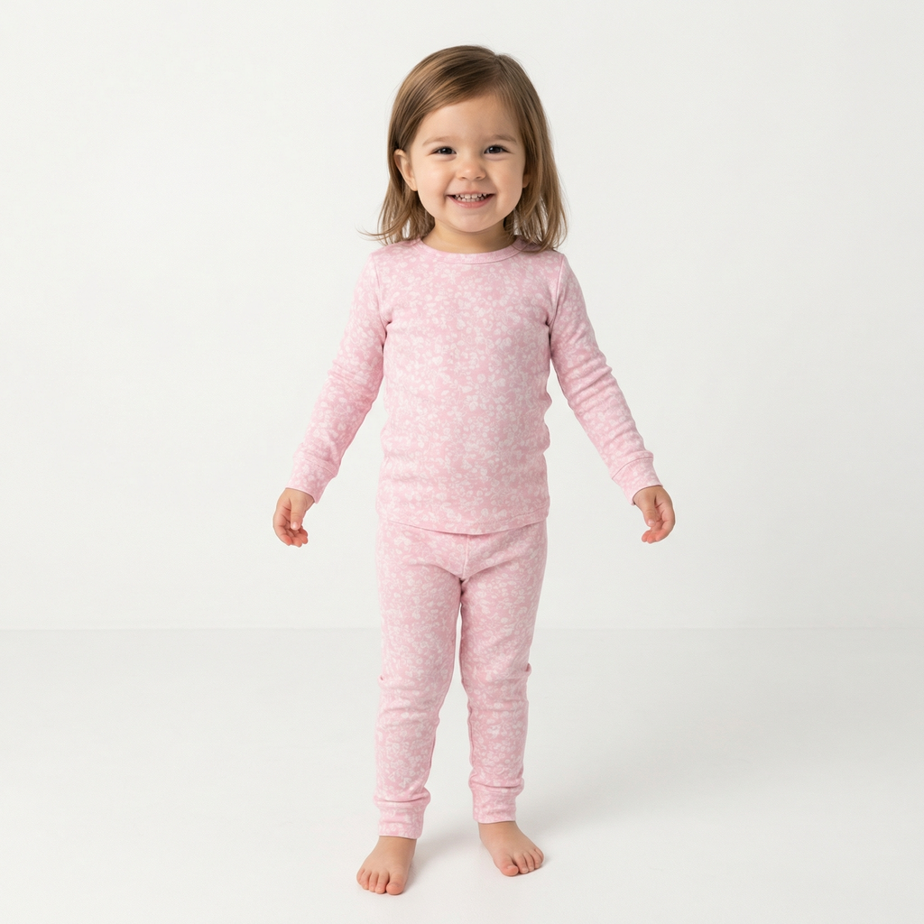 Best soft bamboo toddler pajamas in pink and white floral for active kids and restful sleep