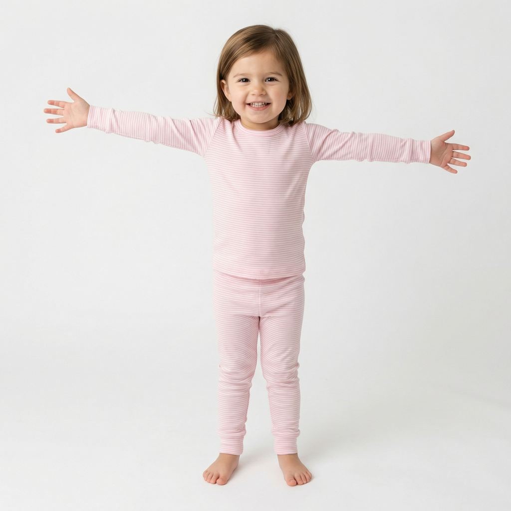 Editor loved Motette breathable pink and white stripe toddler sleepwear for warm sleepers