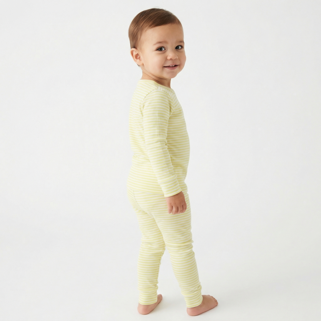 Editor loved Motette breathable yellow and white stripes toddler sleepwear for warm sleepers