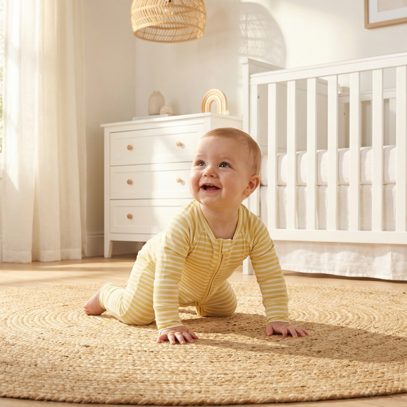 Top rated footed bamboo sleeper in yellow and white stripes trusted by moms for soft, comfortable sleep