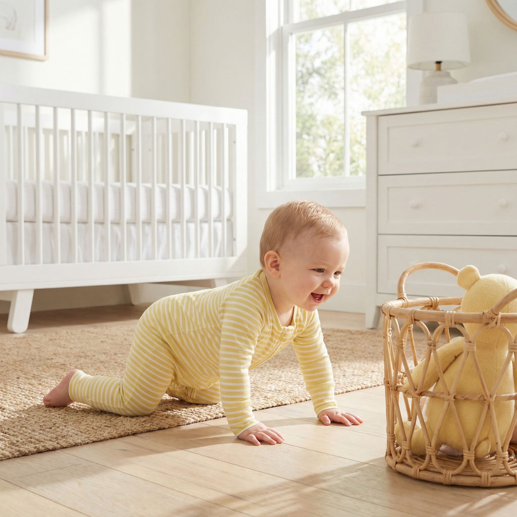Best all season Motette yellow and white stripes bamboo baby sleeper for babies with eczema prone skin