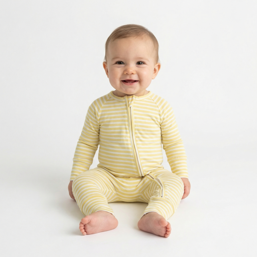 Best lightweight baby sleeper in yellow and white stripes for year round use recommended by modern parents