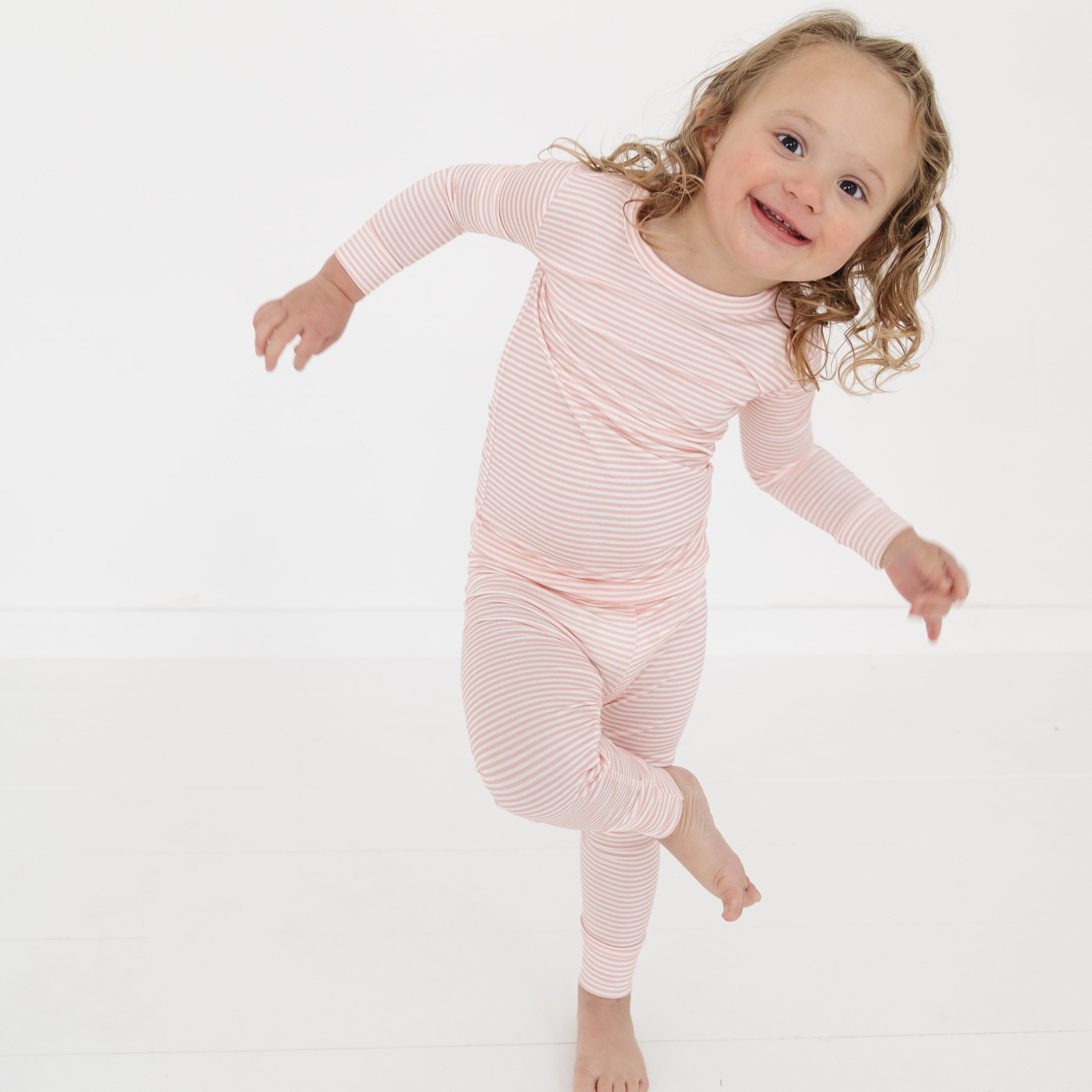 Peony Stripe Bamboo Toddler Pajama Set
