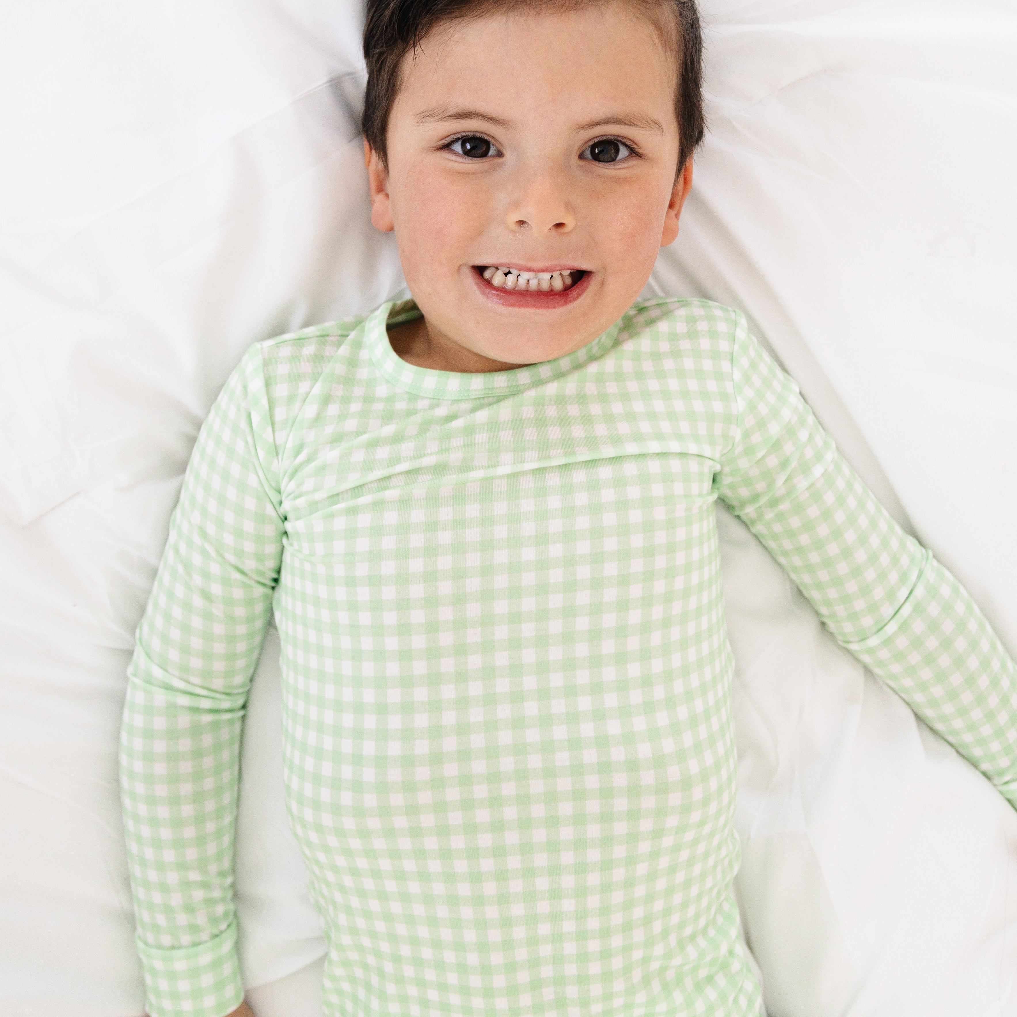 Pistachio Gingham Bamboo Toddler Pajama Set
