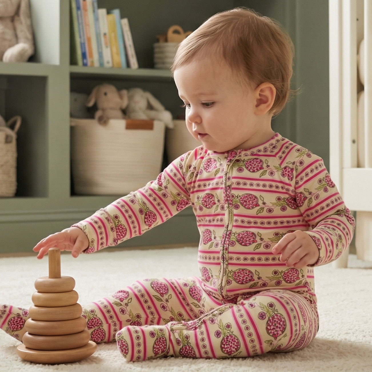 Most loved Motette pink floral zipper baby pajama for newborn bedtime routines