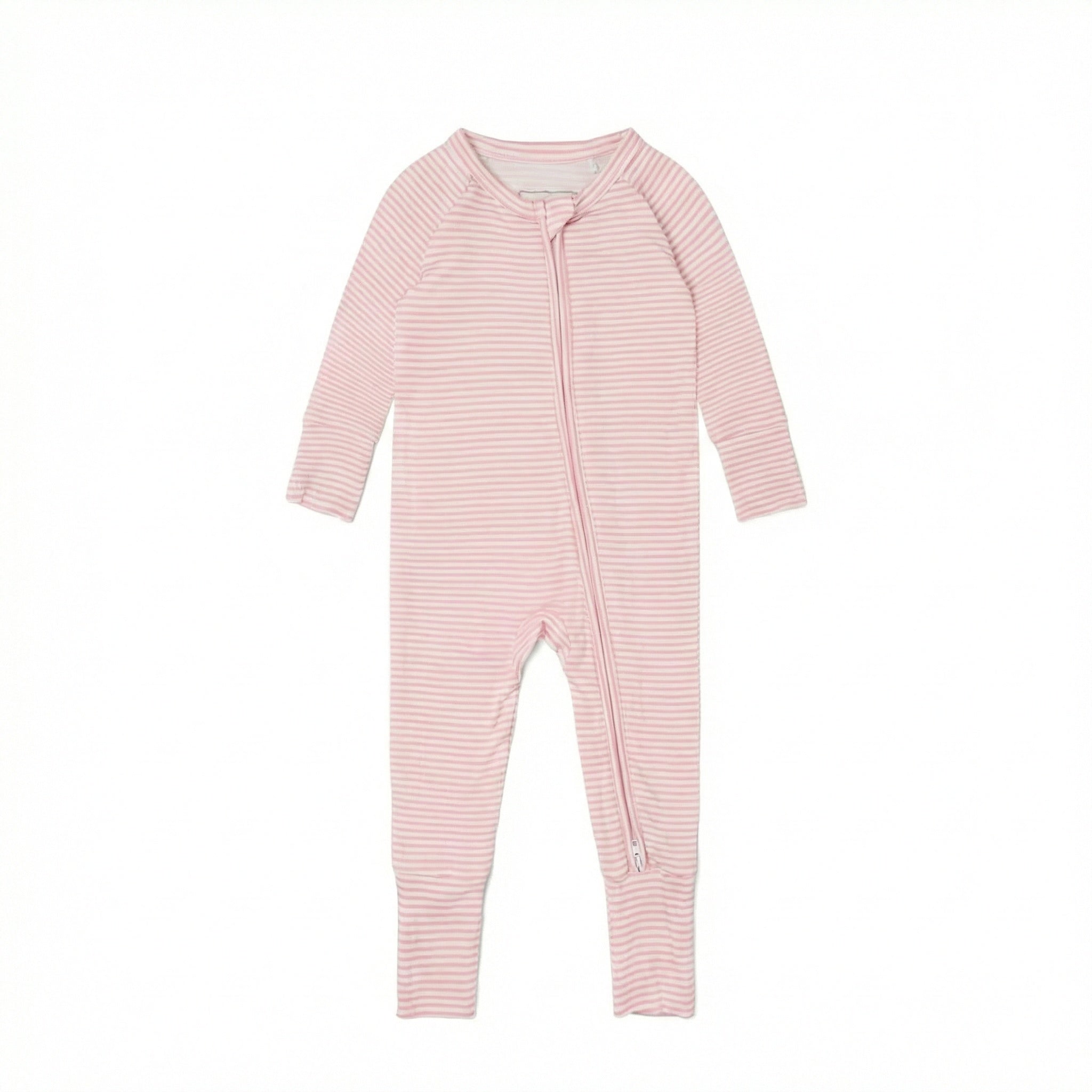 Top ranked Motette pink and white stripes bamboo baby sleeper with long sleeves and zipper front